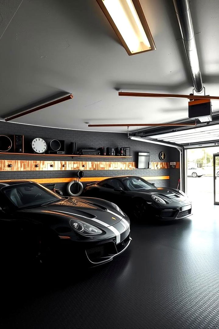 Metallic Highlights - 22 Black Garage Ideas