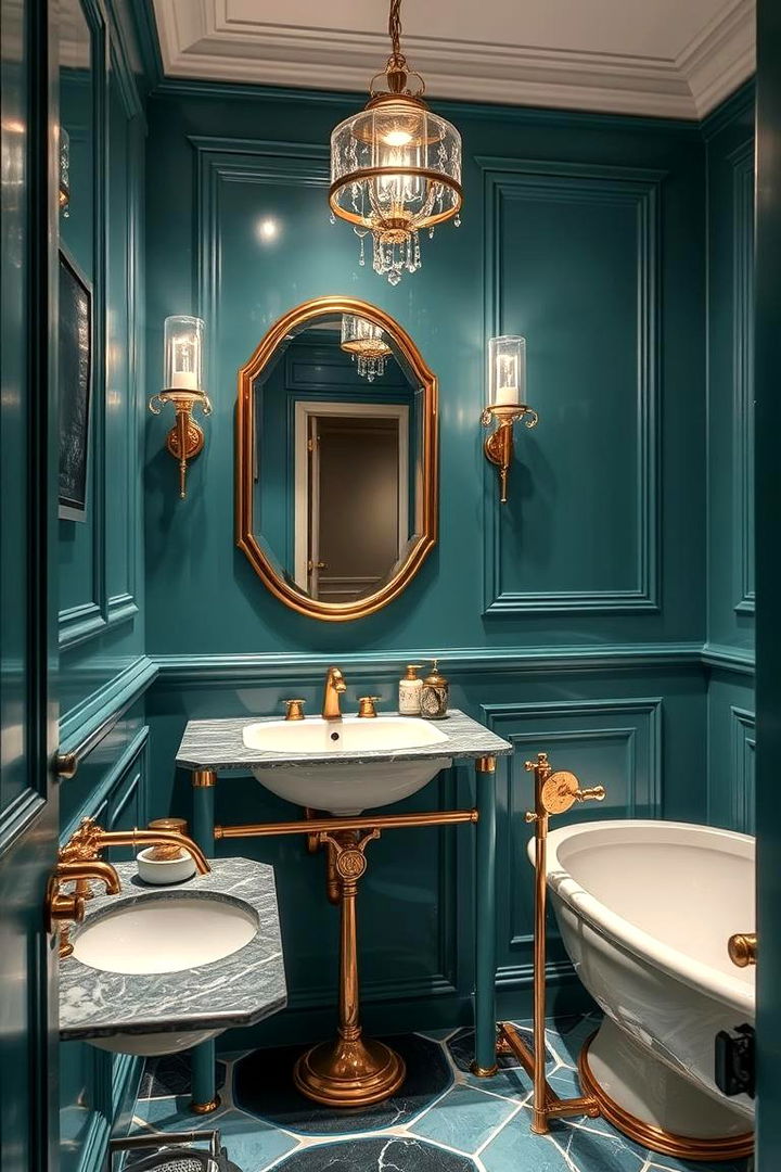 Metallic Touches in Teal Bathrooms - 22 Teal Bathroom Ideas