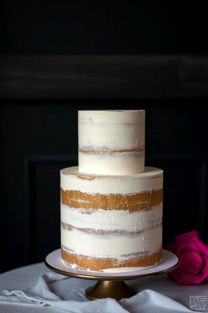 Metallic Touches - 22 Naked and Semi-naked Wedding Cake Ideas