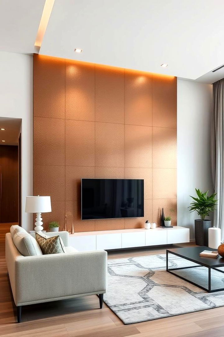 Metallic and Matte Texture Blend - 22 Living Room Accent Wall Ideas