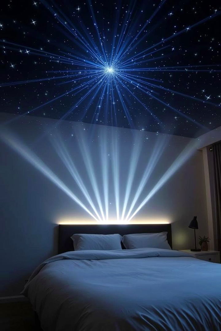 Meteor Shower Accent Lighting - 22 galaxy space-themed bedroom ideas