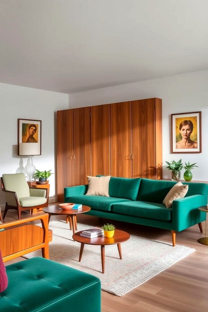 Mid Century Marvel - 22 Emerald Green Sofa Living Room Ideas
