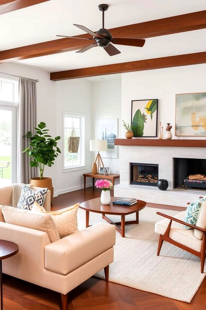 Mid Century Modern Charm - 22 Living Room Ideas With Sectionals and Fireplace