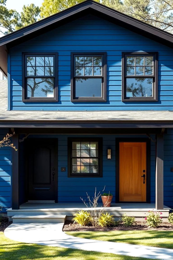 Mid Century Modern Fusion - 22 Blue House With Black Trim Ideas