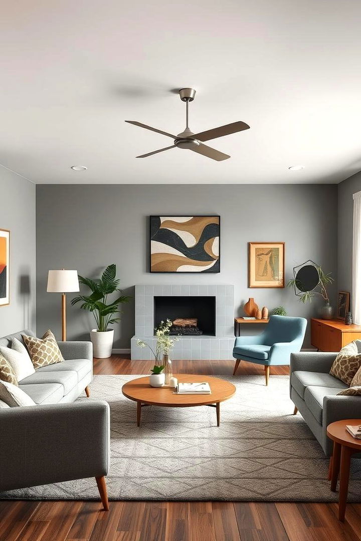 Mid Century Modern Grey Ambiance - 22 Grey Living Room Ideas