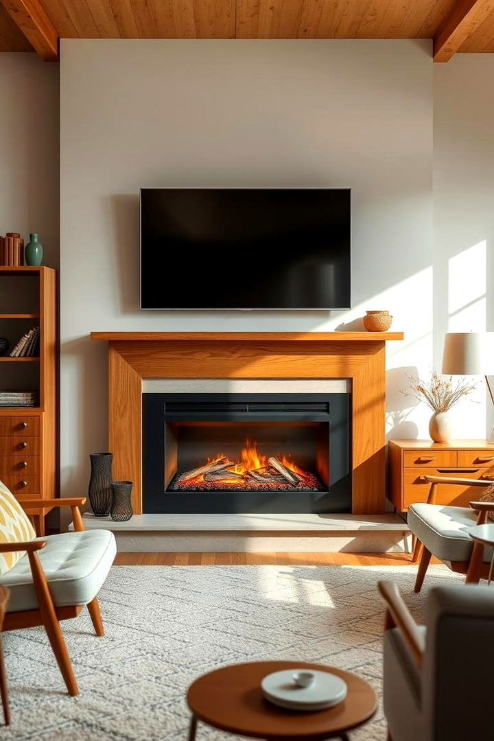 Mid Century Modern Inspiration - 22 Electric Fireplace Ideas With Tv Above