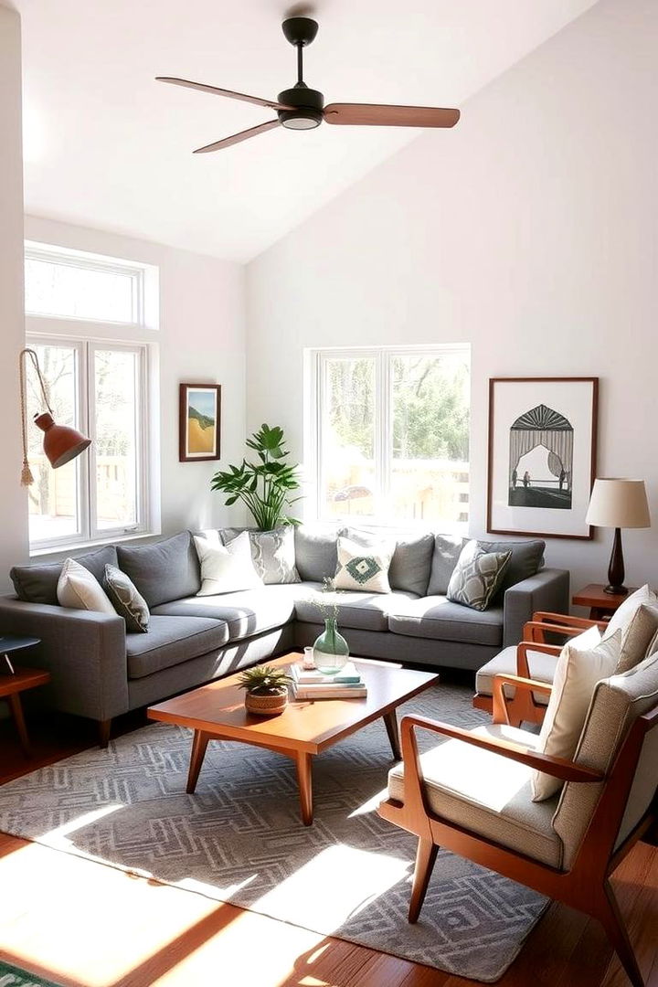Mid Century Modern Inspiration - 22 Grey Sectional Living Room Ideas