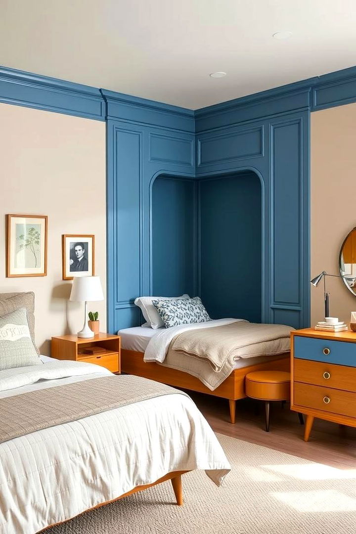 Mid Century Modern Inspiration - 22 blue and beige bedroom ideas
