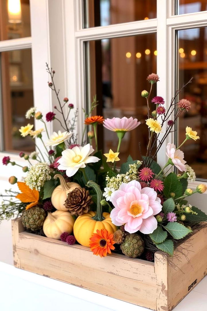 Mini Gourds Decoration - 22 Fall Flower Box Ideas
