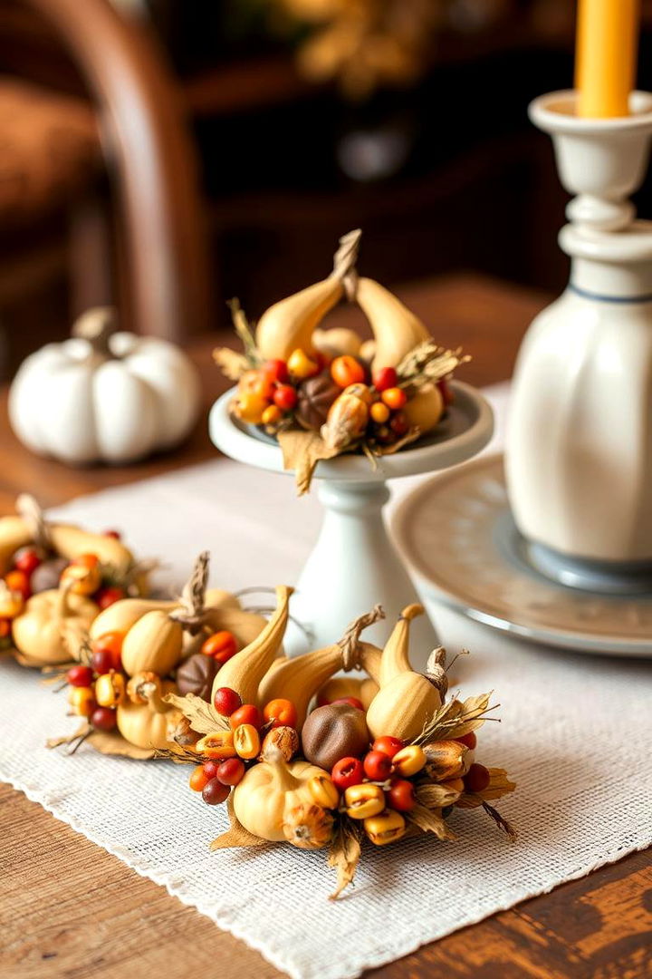 Mini Harvest Wreaths - 22 thanksgiving table decor ideas