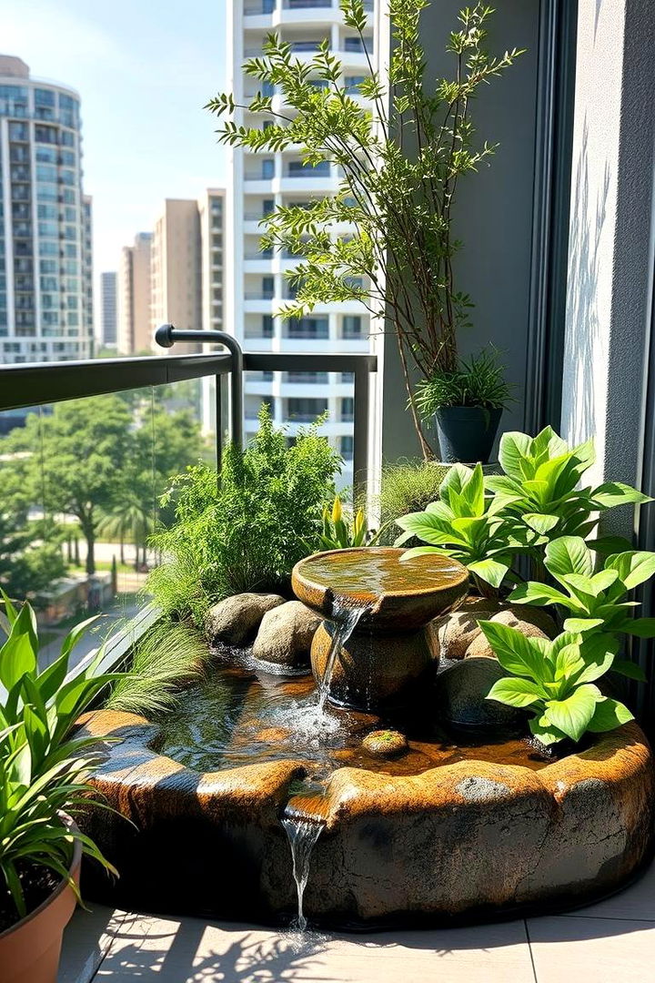 Mini Water Feature Garden - 22 Balcony Garden Ideas
