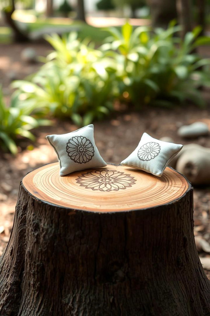 Mini Zen Meditation Seat - 22 Tree Stump Decorating Ideas