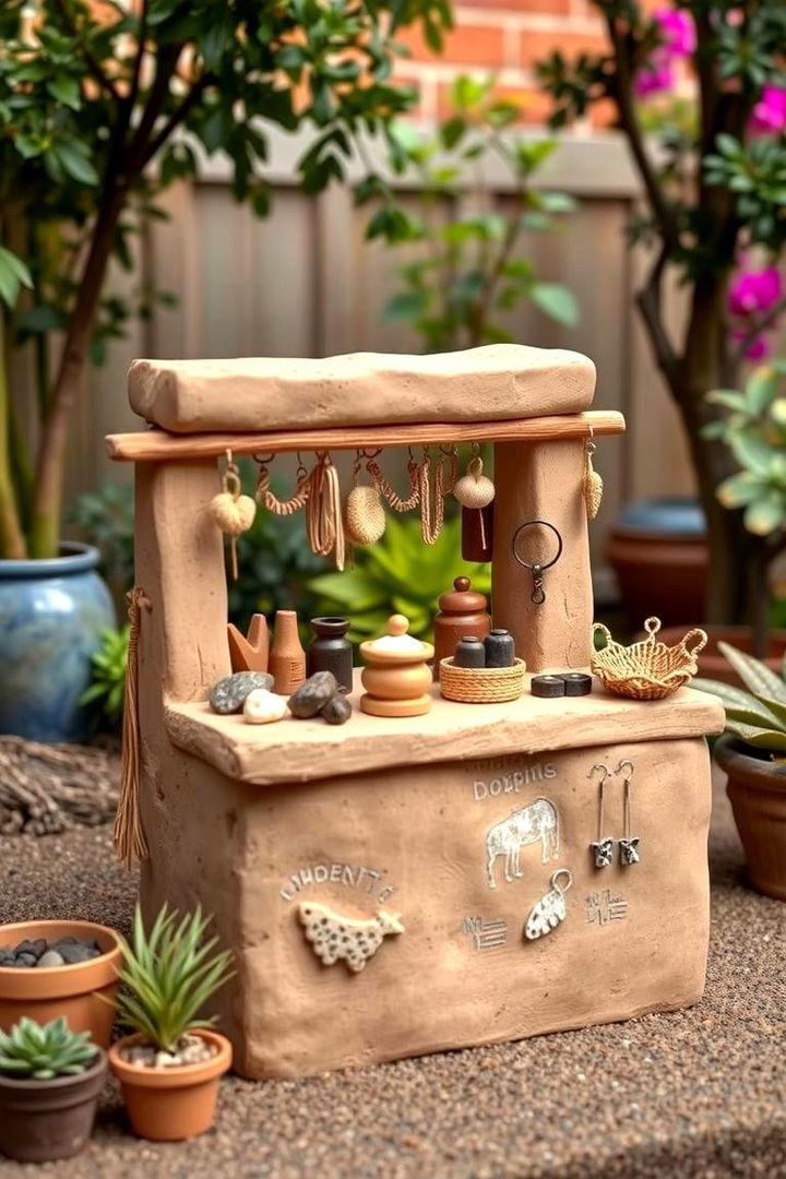 Miniature Mud Market Stall - 22 Mud Kitchen Ideas for Kids