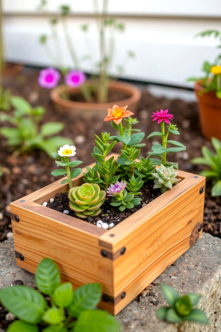 Miniature Planter Box Delight - 22 Fairy Garden Container Ideas