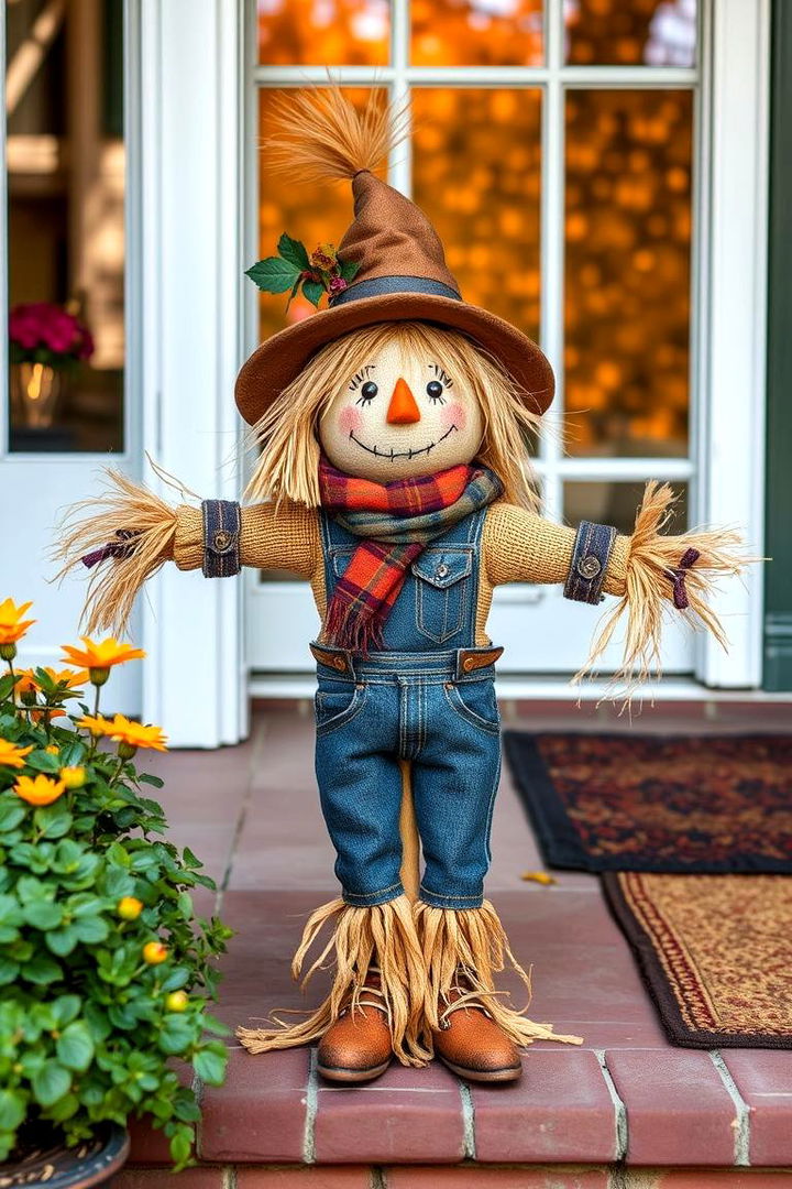 Miniature Scarecrow Decor - 22 Front Door Fall Decor Ideas