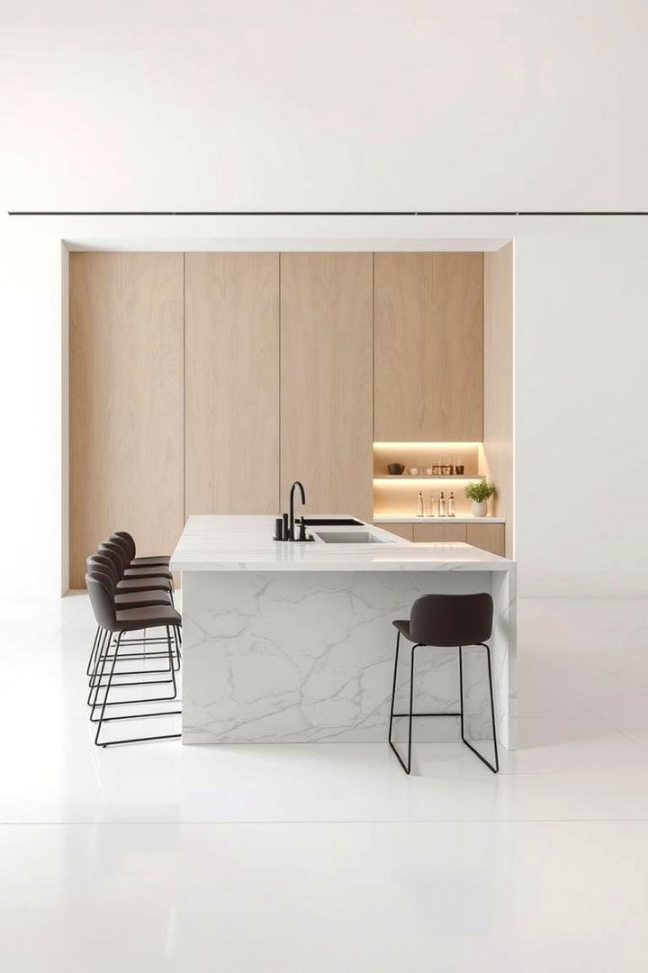 Minimal Bar Style Simplicity - 22 Marble Kitchen Island Ideas
