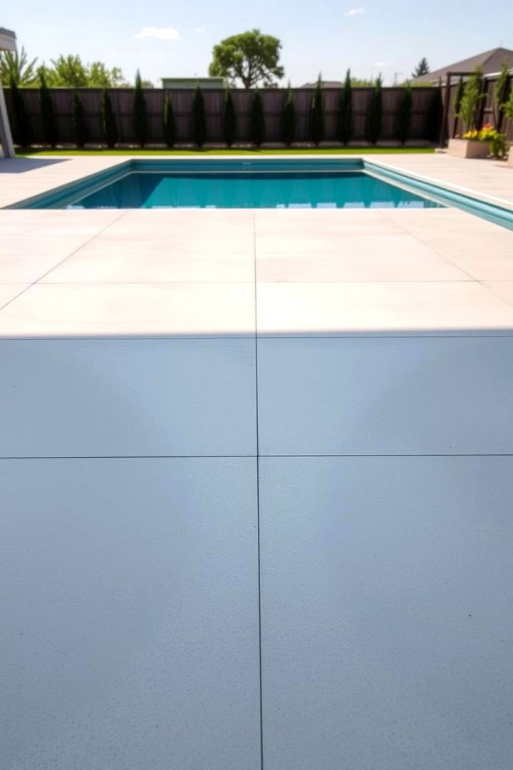 Minimal Seamless Concrete Look - 22 Concrete Pool Deck Ideas
