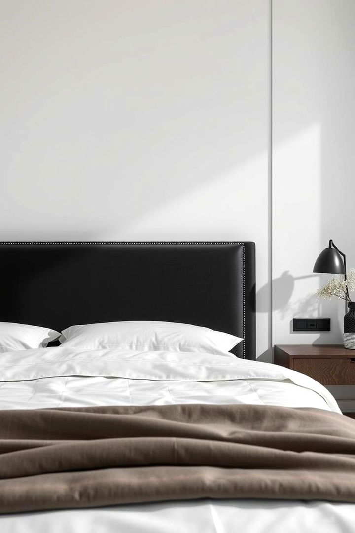 Minimalist Accented Black Headboard - 22 Black Headboard Bedroom Ideas
