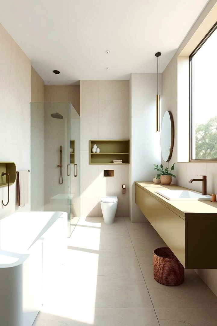 Minimalist Aesthetic Simplified Olive Elegance - 22 Olive Green Bathroom Ideas