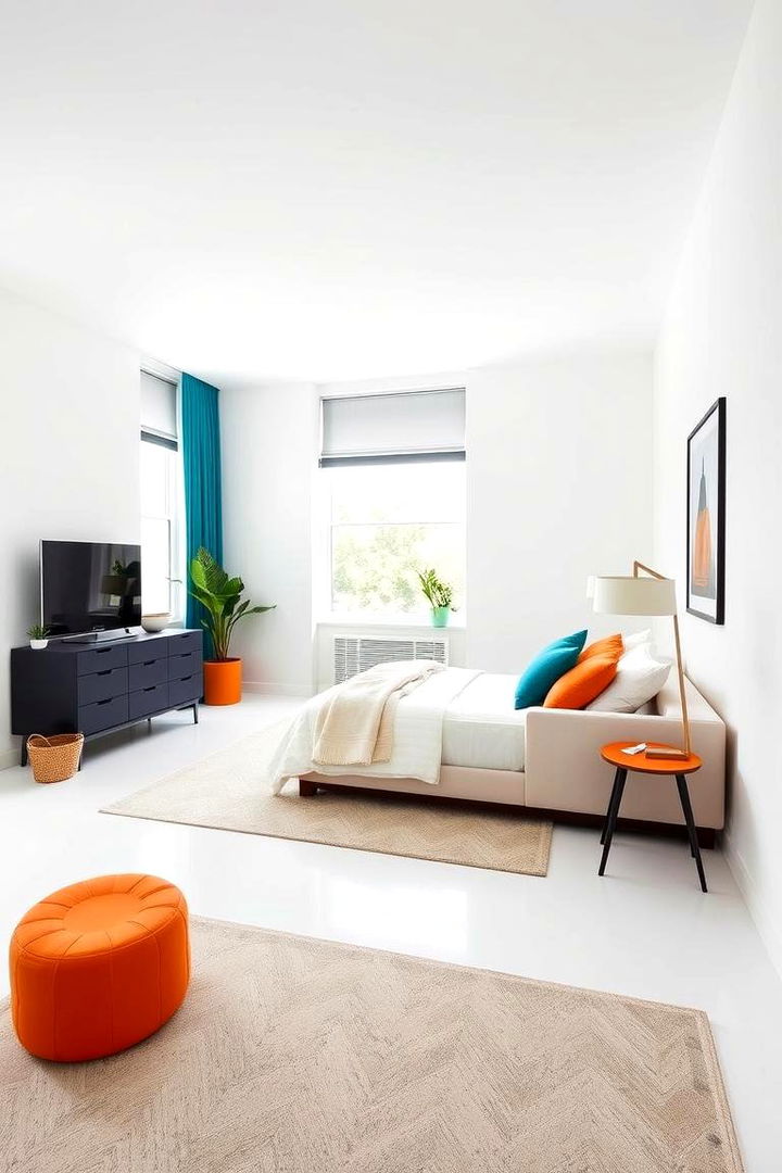 Minimalist Approach to Bold Colors - 22 Teal and Orange Bedroom Ideas