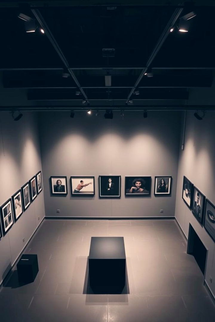 Minimalist Black Art Gallery - 22 black basement ideas