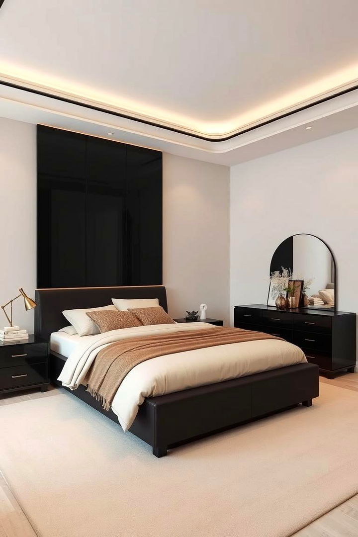 Minimalist Black Furniture - 22 Black and Beige Bedroom Design Ideas