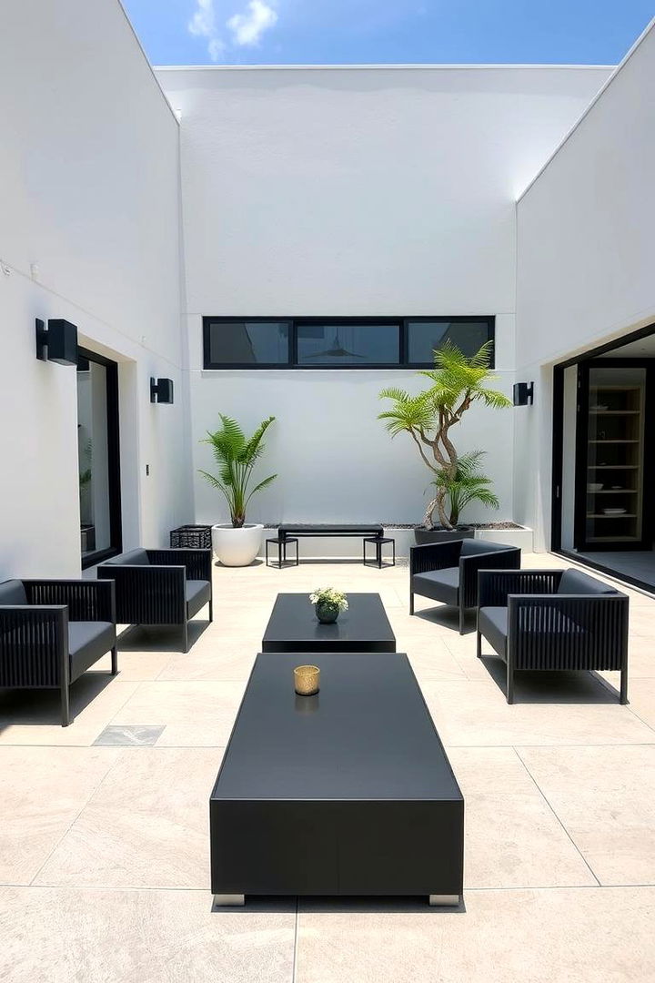 Minimalist Black Seating Arrangement - 22 Black Porch Ideas