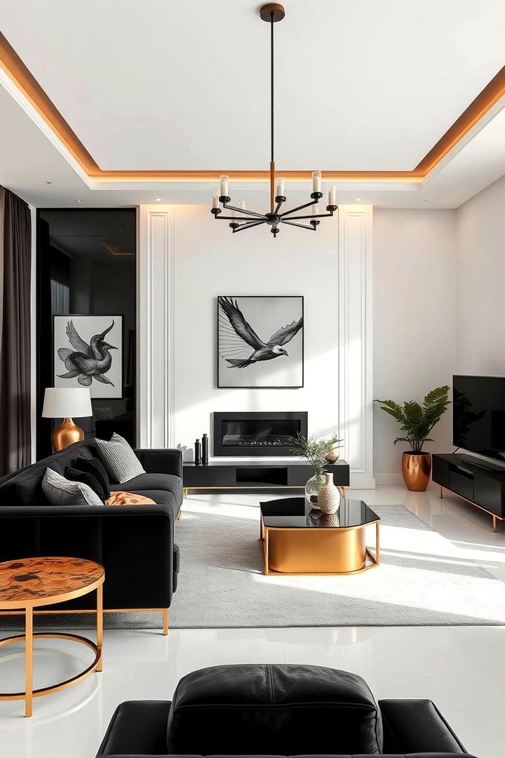 Minimalist Black and Gold Designs - 22 Black and Gold Living Room Ideas