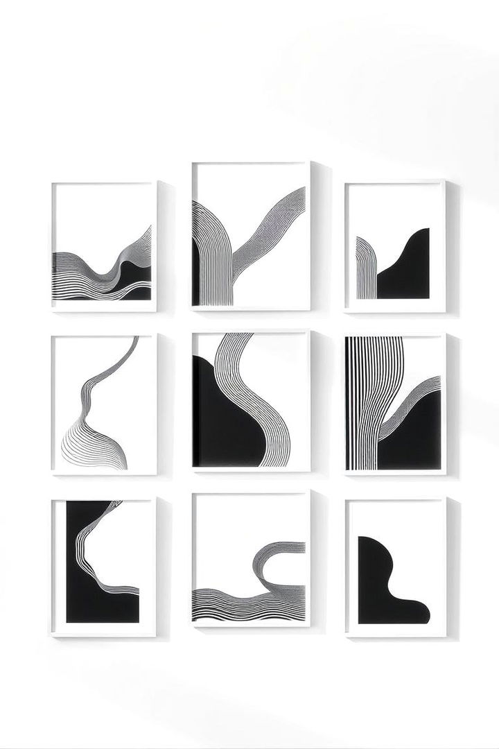 Minimalist Black and White Collages - 22 living room wall decor ideas