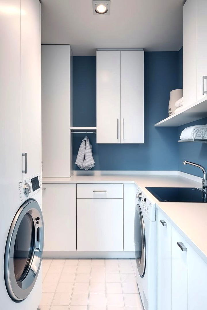 Minimalist Blue Modern - 22 Blue Laundry Room Ideas