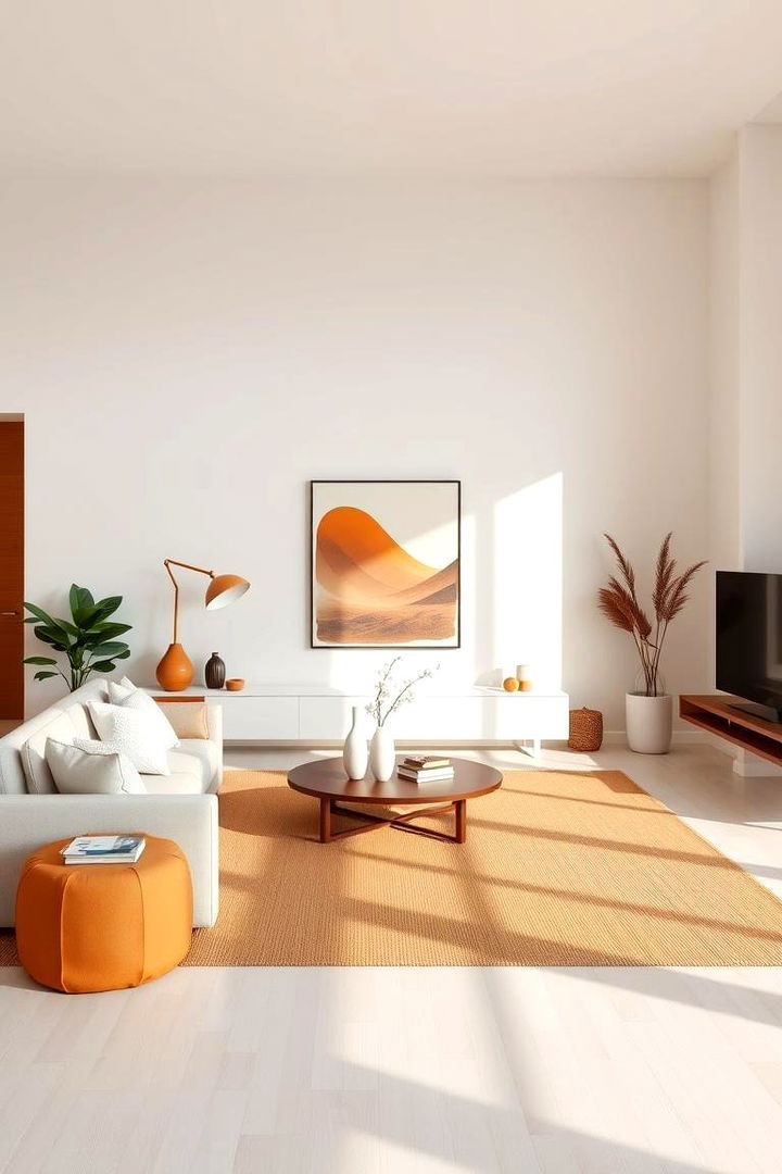 Minimalist Burnt Orange Design Accents - 22 Burnt Orange Living Room Ideas