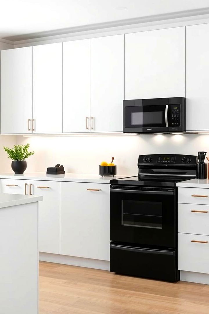 Minimalist Cabinetry Designs - 22 Small Kitchen with Black Appliances Ideas