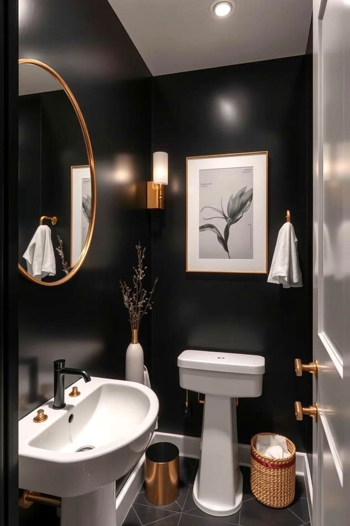 Minimalist Chic Style - 22 black and gold powder room ideas