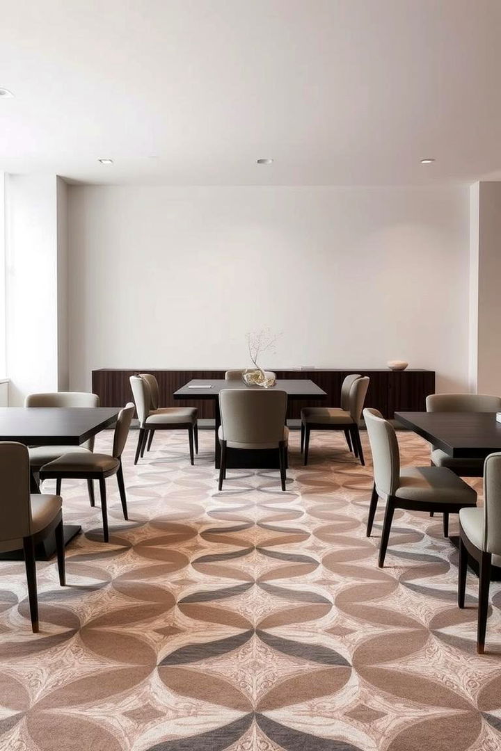 Minimalist Chic with Geometric Patterns - 22 Carpeted Dining Room Ideas