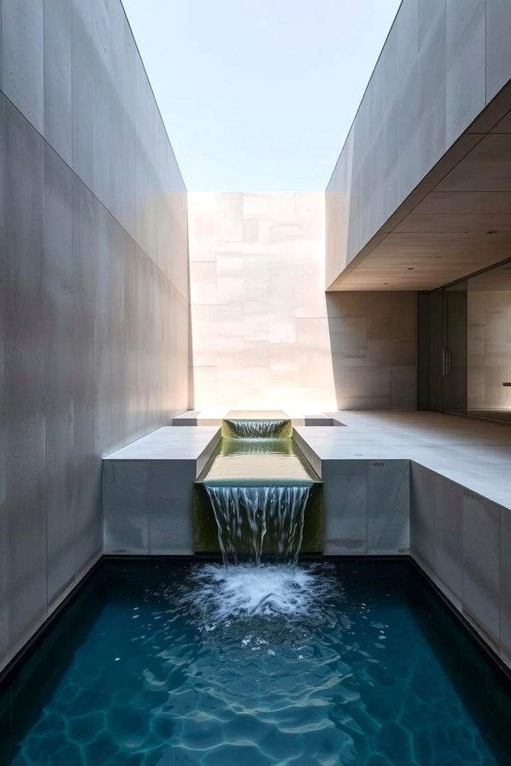 Minimalist Concrete Cascade - 22 Small Pool Waterfall Ideas