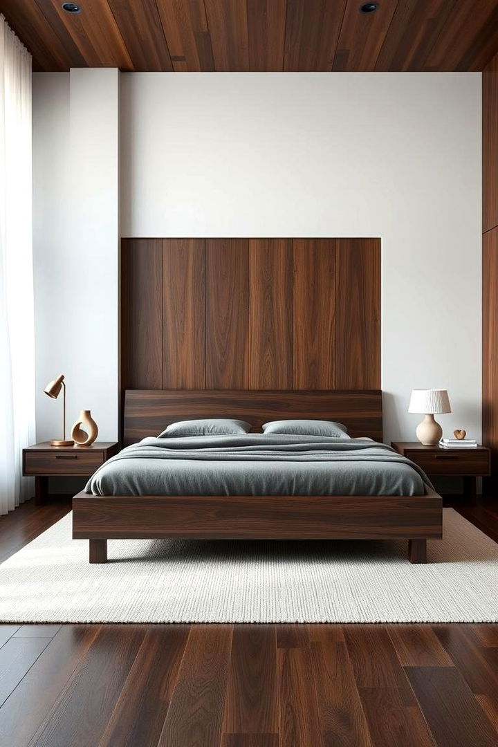 Minimalist Dark Wood Accents - 22 Dark Wood Bedroom Ideas