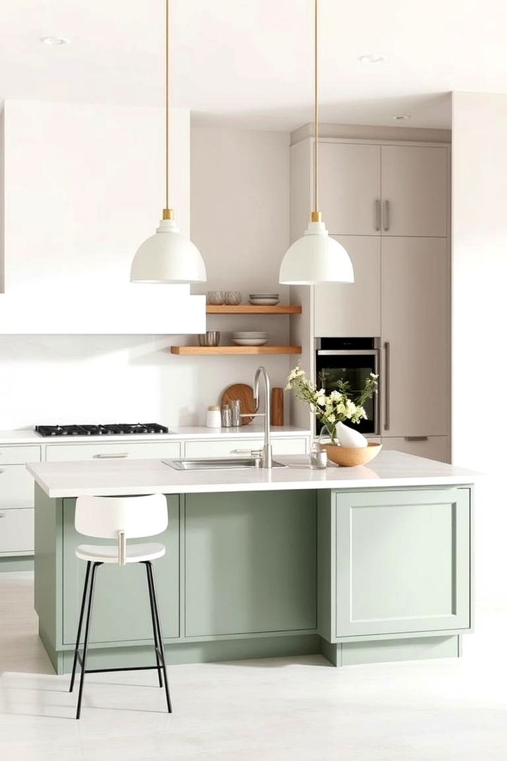 Minimalist Design Emphasizing Sage Green - 22 Sage Green Kitchen Island Ideas
