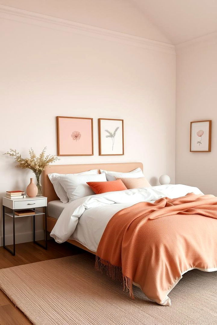 Minimalist Design Enhanced by Coral Touches - 22 Coral Bedroom Ideas