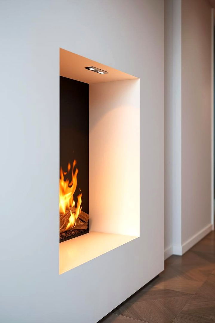 Minimalist Embedded Fireplace - 22 Bedroom Fireplace Ideas