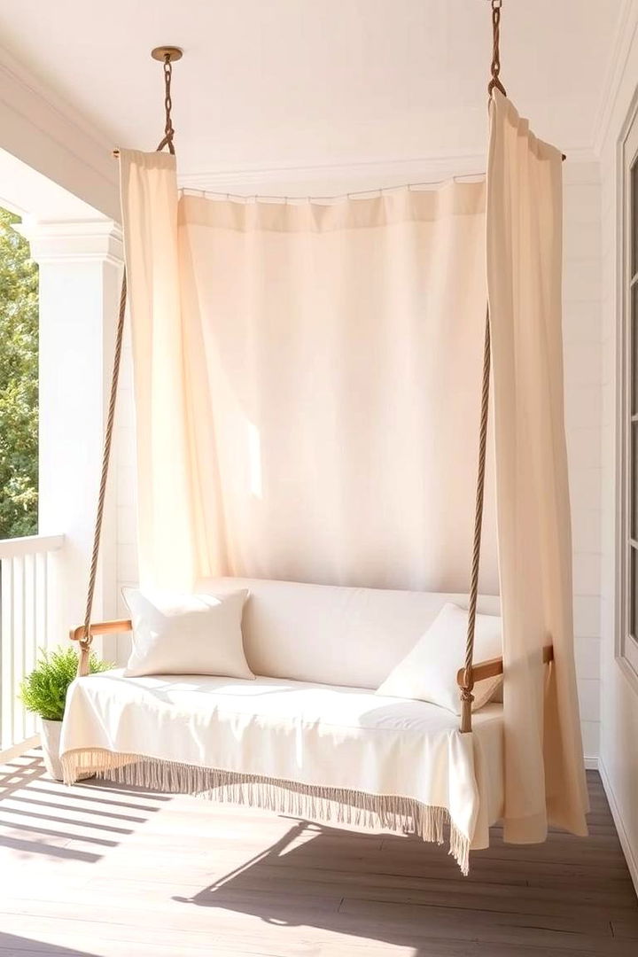 Minimalist Fabric Swing - 22 Front Porch Swing Ideas