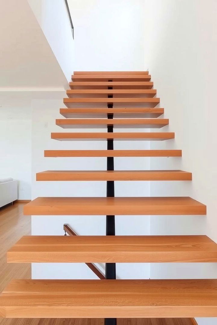 Minimalist Floating Steps - 22 Wooden Staircase Ideas