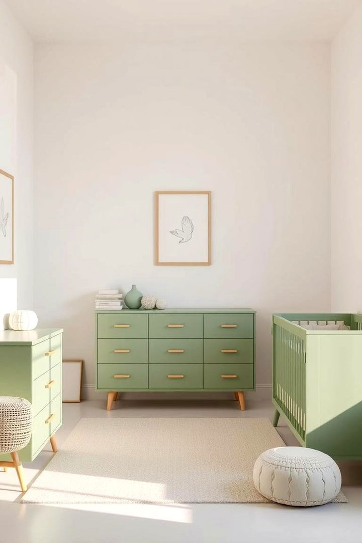 Minimalist Furniture and Clean Lines - 22 Sage Green Nursery Ideas