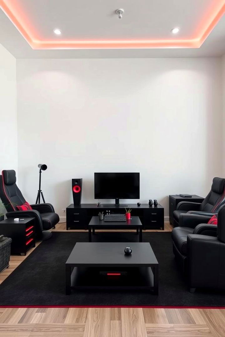 Minimalist Gaming Floor Setup - 22 Red and Black Gaming Setup Ideas