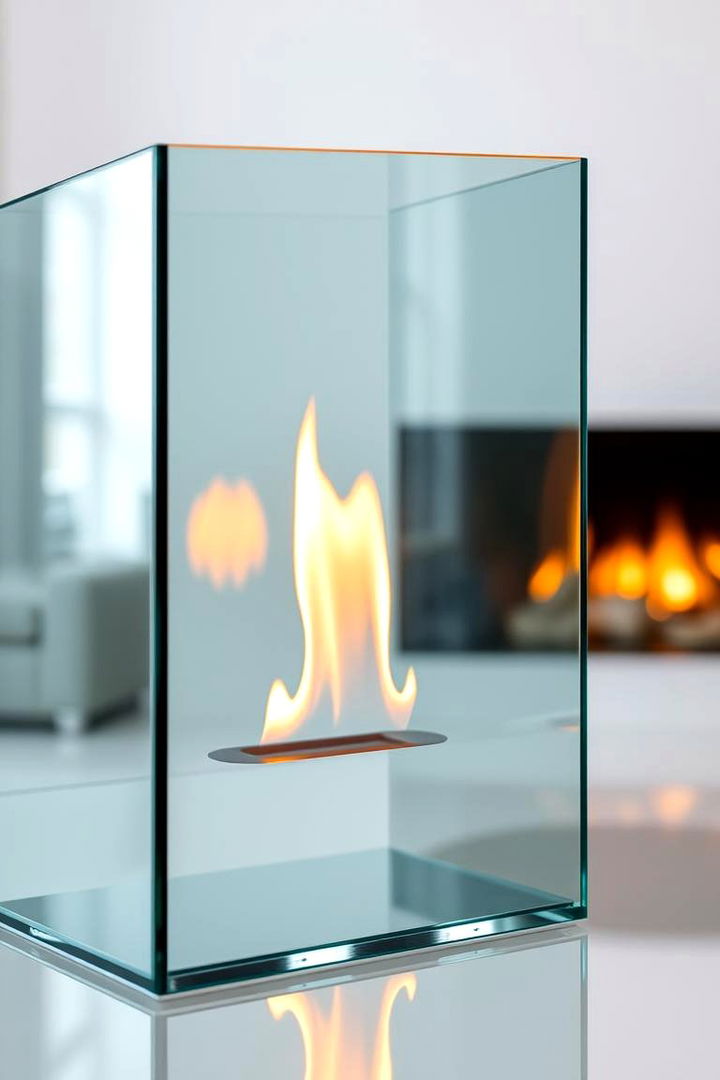 Minimalist Glass Fireplace - 22 Fireplace Ideas