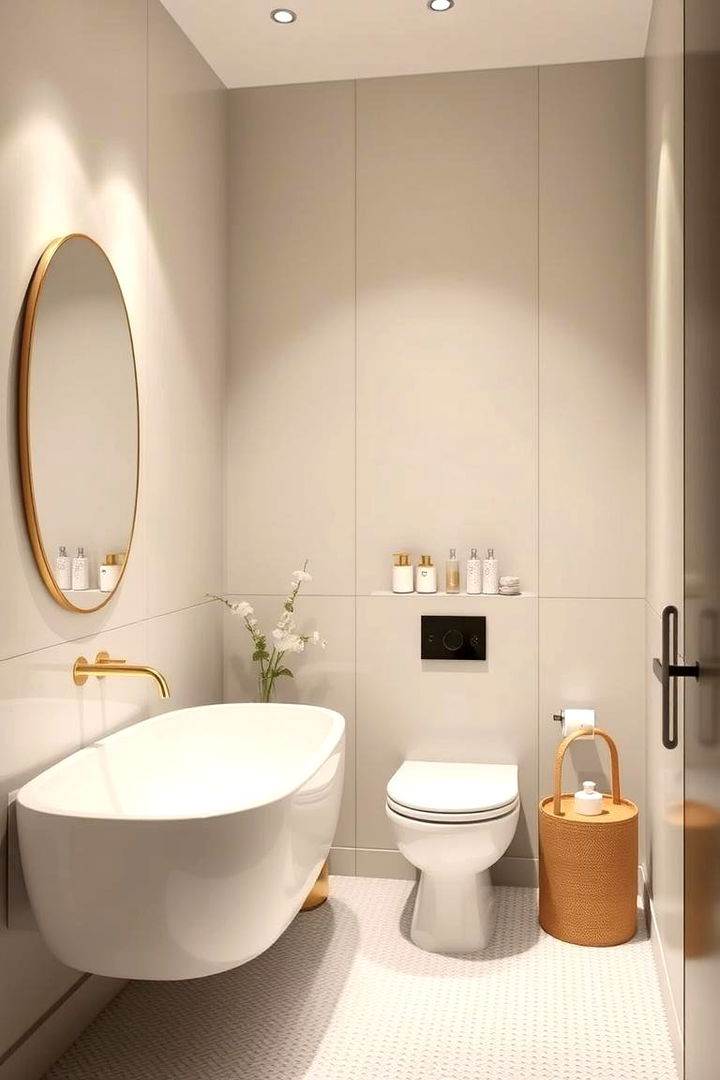 Minimalist Gold Detailing in Modern Bathrooms - 22 Gold Bathroom Ideas