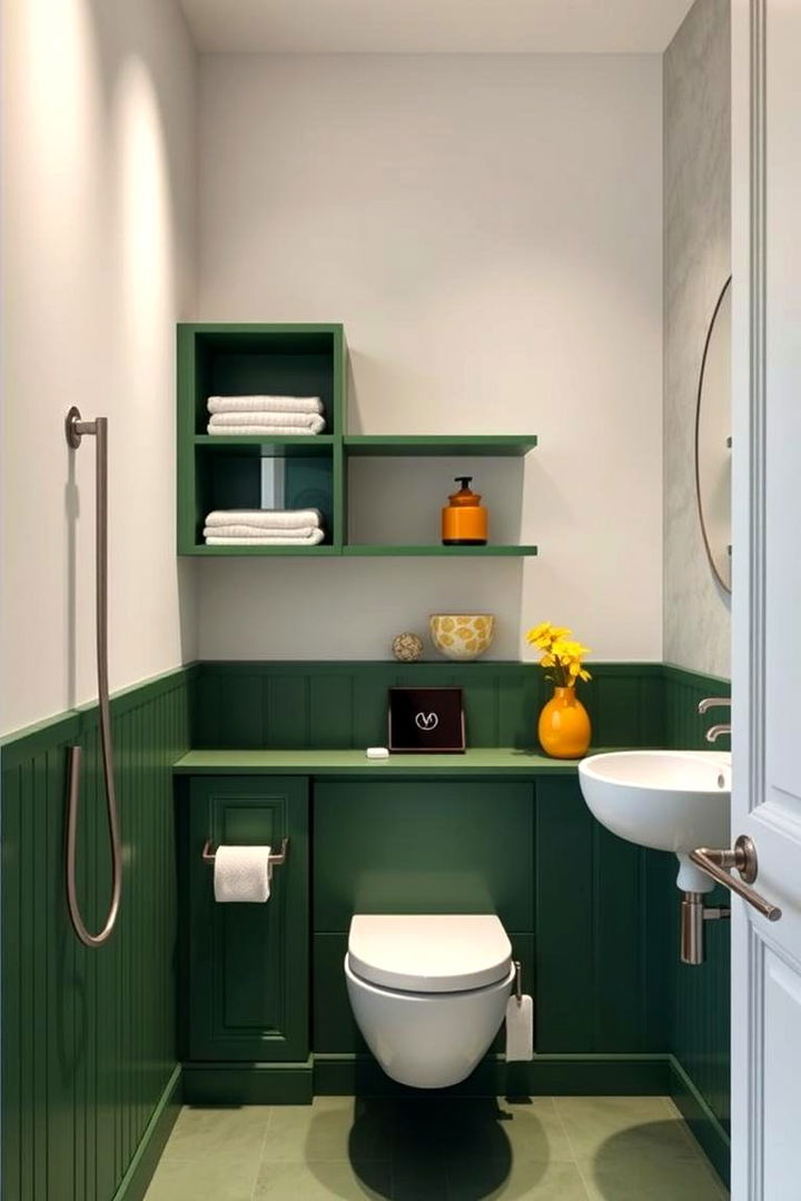 Minimalist Green Shelving Designs - 22 Yellow and Green Bathroom Ideas