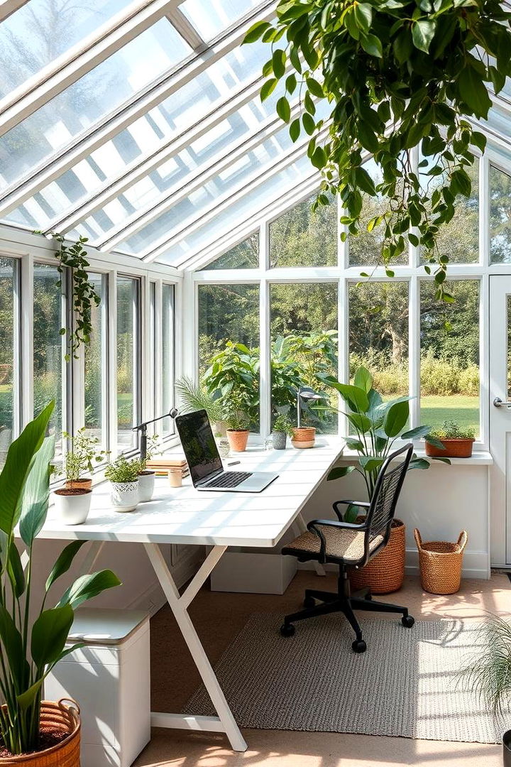 Minimalist Greenhouse Workspace - 22 Greenhouse Room Ideas