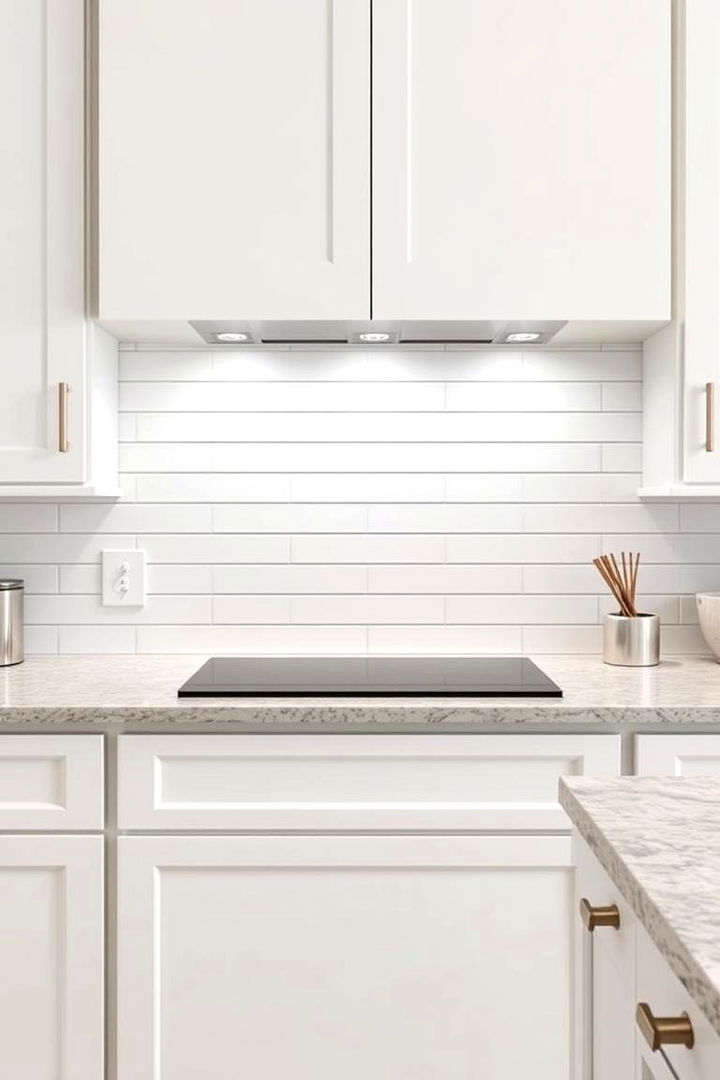 Minimalist Grout Lines - 22 Backsplash Ideas for White Cabinets and Granite Countertops