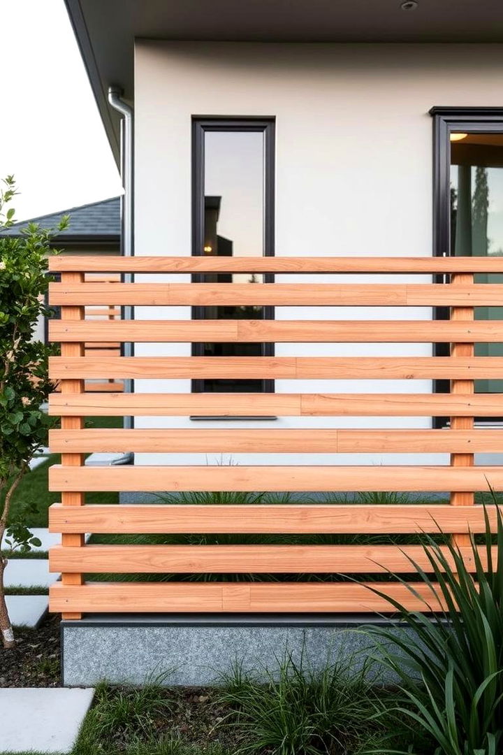 Minimalist Horizontal Slat Fence - 22 Front Yard Fence Ideas