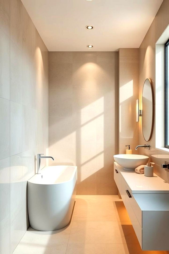 Minimalist Lighting Enhancements - 22 Beige and White Bathroom Ideas
